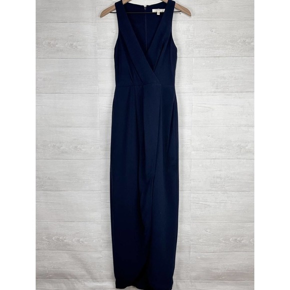 DRESS the Population Ariel Maxi Wrap Dress Small Navy Blue Sleeveless V Neck - Picture 2 of 14
